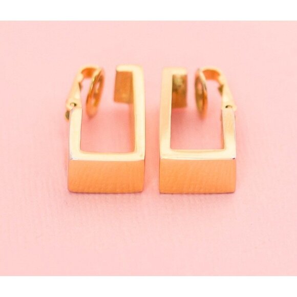 Vintage Gold Tone Brick Clip On Earrings | Avon H9 - Picture 4 of 5